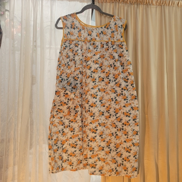 Vintage Maternity 1960s POCKET Orange Floral Cottagecore Hippie Dress - Picture 1 of 5